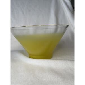Vintage Mid Century Modern Yellow Frosted Bowl with Gold Rim Blendo